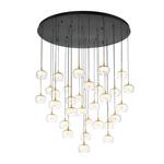 Manarola Round Multi Light Chandelier - Matte Black / Clear/ Opal