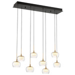 Manarola Double Linear Multi Light Chandelier - Matte Black / Clear/ Opal