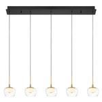 Manarola Linear Multi Light Chandelier - Matte Black / Clear/ Opal