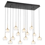 Manarola Double Linear Multi Light Chandelier - Matte Black / Clear/ Opal