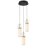 Verona Round Multi Light Chandelier - Matte Black / Clear/ Opal