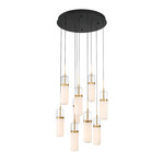 Verona Round Multi Light Chandelier - Matte Black / Clear/ Opal