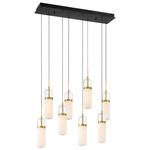 Verona Double Linear Multi Light Chandelier - Matte Black / Clear/ Opal