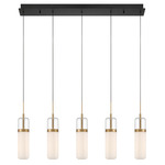 Verona Linear Multi Light Chandelier - Matte Black / Clear/ Opal