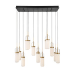 Verona Double Linear Multi Light Chandelier - Matte Black / Clear/ Opal