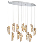 Sorrento Oval Multi Light Chandelier - Chrome / Amber