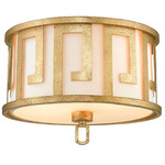 Lemuria Ceiling Light - Distressed Gold / White Linen