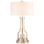 Lemuria Table Lamp - Antique Silver / White Linen