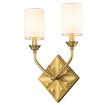 Epsilon Double Wall Sconce - Aged Brass / White