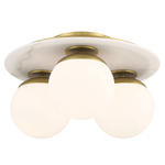 Orban Semi Flush Ceiling Light - Soft Brass / Etched Opal