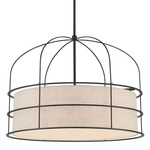 Gateway Park Drum Pendant - Coal / Oatmeal Linen