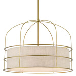 Gateway Park Drum Pendant - Soft Brass / Oatmeal Linen