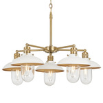 Downtown Edison Chandelier - White / Soft Brass / Clear