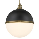 Vorey Pendant - Aged Brass / Black / Etched Opal