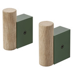 Attach Coat Hook - Set of 2 - Dark Green / Oak