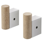 Attach Coat Hook - Set of 2 - Aluminum / Oak