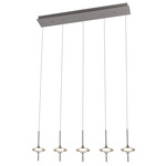 Light Year Linear Multi Light Pendant - Gray / Clear / Chrome