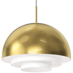 Modern Tiers Dome Pendant - Brass / White