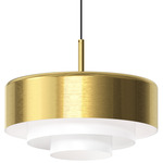 Modern Tiers Flat Pendant - Brass / White