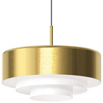 Modern Tiers Flat Pendant - Brass / White