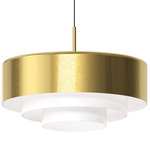 Modern Tiers Flat Pendant - Brass / White