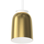 Belle Flare Tall Pendant - Brass / White