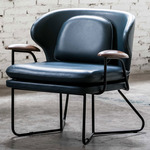Chillax Lounge Chair - Natural Walnut / Delft Blue Leather