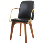 Utility Highback Armchair - Natural Walnut / Bellagio Black Leather