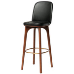 Utility Counter / Bar Chair - Natural Walnut / Bellagio Black Leather