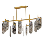 Megalith Stone Linear Pendant - Natural Aged Brass / Striae Arya