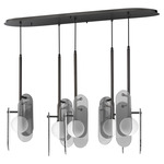 Megalith Glass Multi Light Linear Pendant - Gunmetal / Mirror Smoke