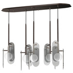 Megalith Glass Multi Light Linear Pendant - Brushed Bronze / Mirror Smoke