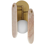 Megalith Stone Wall Sconce - Natural Aged Brass / Rose Jade