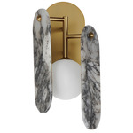 Megalith Stone Wall Sconce - Natural Aged Brass / Striae Arya