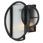 Crux Outdoor Wall Light - Black / Clear Ribbed