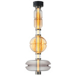 Gusto Tall Ceiling Light - Gunmetal / Amber / Smoke
