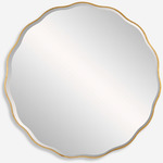 Aneta Round Scalloped Mirror - Aged Gold / Mirror