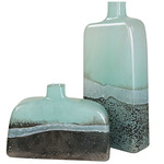Fuze Vase Set of 2 - Aqua and Teal Glaze