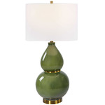 Gourd Table Lamp - Antique Brass / White Linen