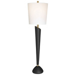 Cypher Buffet Lamp - Brass / Black / White Linen