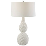 Twisted Swirl Table Lamp - Polished Nickel / White / White Linen