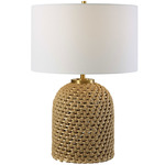 Kendari Table Lamp - Antique Brass / White Linen