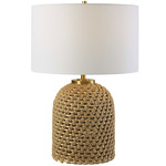 Kendari Table Lamp - Antique Brass / White Linen