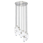 Arden Round Multi-Light Pendant - Brushed Nickel / Clear