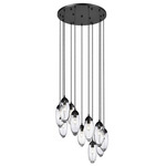 Arden Round Multi-Light Pendant - Matte Black / Clear