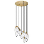 Arden Round Multi-Light Pendant - Rubbed Brass / Clear