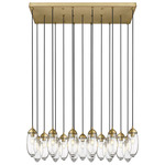 Arden Linear Chandelier - Rubbed Brass / Clear