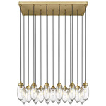 Arden Linear Chandelier - Rubbed Brass / Clear