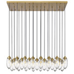 Arden Linear Chandelier - Rubbed Brass / Clear