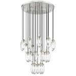 Arden Round Multi-Light Pendant - Brushed Nickel / Clear